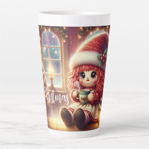 Caneca De Café Latte Bebendo de boneca de Natal Cacau quente