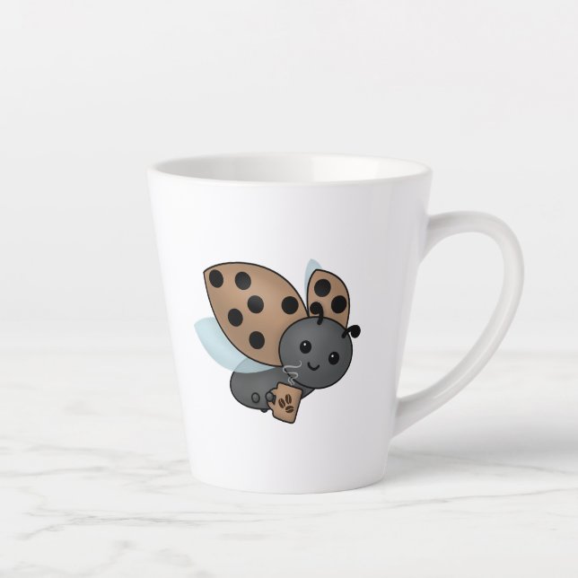 Caneca De Café Latte Bebendo De Café Ladybug Giant Latte Mug (Direita)