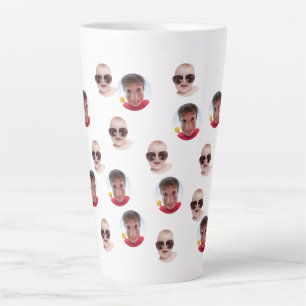 Caneca De Café Latte Bebês engraçados crianças família rosto 2 fotos