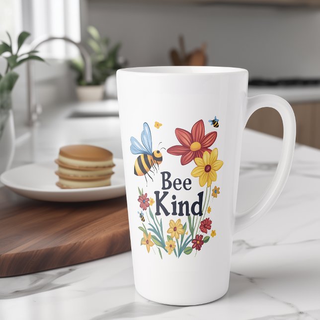 Caneca De Café Latte Bee Kind (Criador carregado)