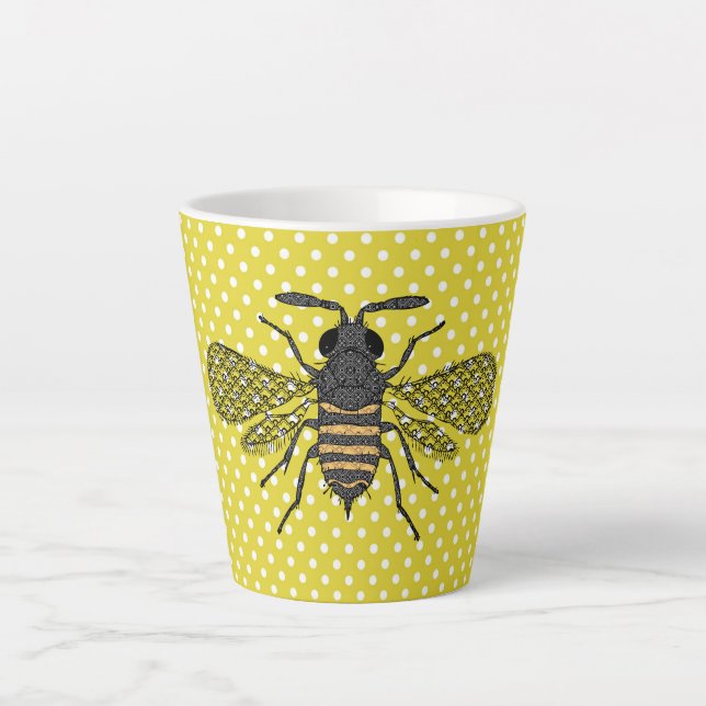 Caneca De Café Latte BEES e Honeycomb - Salvar as Abelhas (Frente)