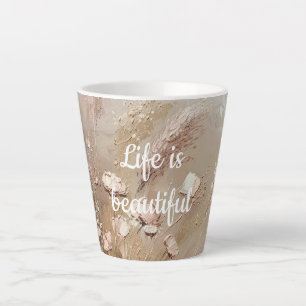 Caneca De Café Latte Beige Blush Boho Floral