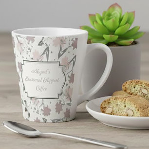 Caneca De Café Latte Beijo de Salvia Floral Rosa Flor Silvestre Mensage