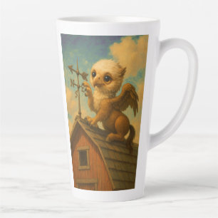 Caneca De Café Latte Bela arte de fantasia engraçada hippogriff de olho