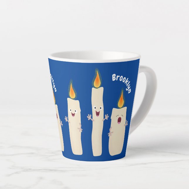 Caneca De Café Latte Bela canção de cantar trio de vela (Ângulo direito)
