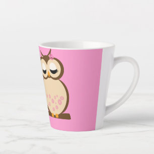 Caneca De Café Latte Bela caricatura da mãe e da coruja-bebê Latte Mug