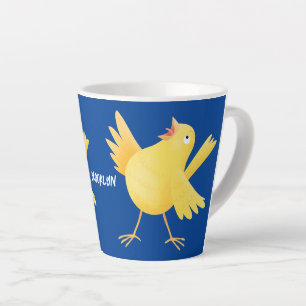 Caneca De Café Latte Bela fotografia de pássaro canário amarelo cantand