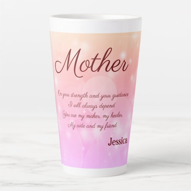 Caneca De Café Latte Bela Mãe Personalizada Poema (Frente)