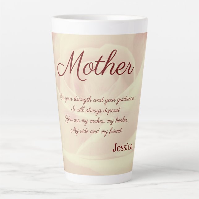Caneca De Café Latte Bela Mãe Personalizada Poema (Frente)