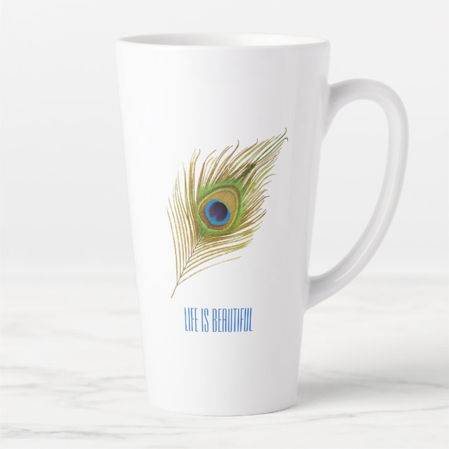 Caneca De Café Latte Bela pena de pavão (Direita)