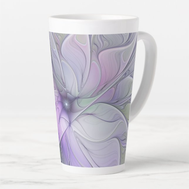 Caneca De Café Latte Beleza Impressionante Flor de Arte Fractal Abstrat (Ângulo direito)