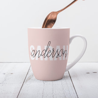 Caneca De Café Latte Beleza Rosa Moderna Pastel Personalizada Seu Nome