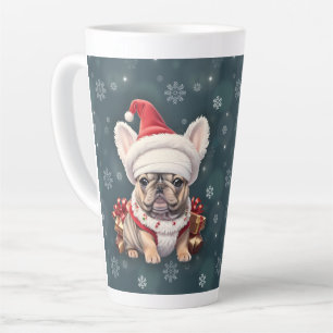 Caneca De Café Latte Belo Bulldog Francês Santa Hat Feliz Natal