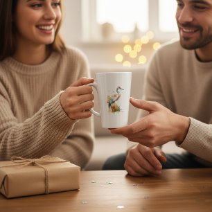 Caneca De Café Latte belo guindaste na cor da água