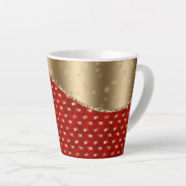 Caneca De Café Latte Belo Padrão Floral Vermelho Profundo com Faixa Dou