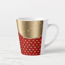 Caneca De Café Latte Belo Padrão Floral Vermelho Profundo com Faixa Dou