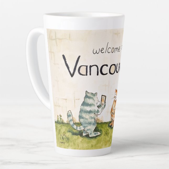 Caneca De Café Latte Bem-vindo a Vancouver WA (Ângulo esquerdo)