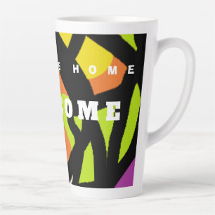 CANECA DE CAFÉ LATTE BEM-VINDO PADRÕES DE ARTE DOMÉSTICA A PRETO
