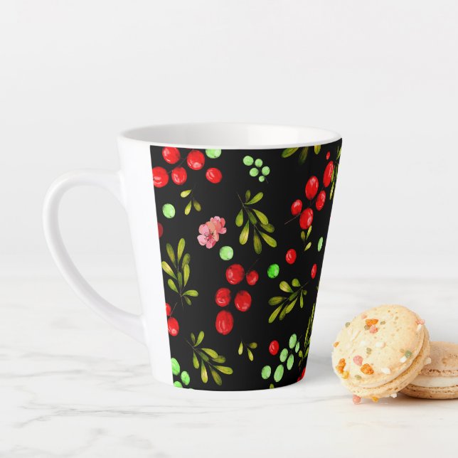Caneca De Café Latte Berries Pattern (In Situ)