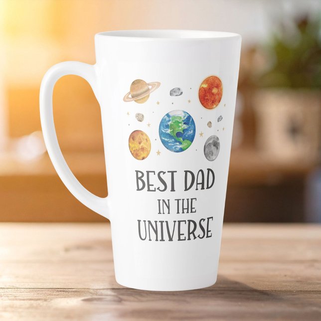 Caneca De Café Latte Best Dad in The Universe Funny Quote Fathers Day  (Criador carregado)