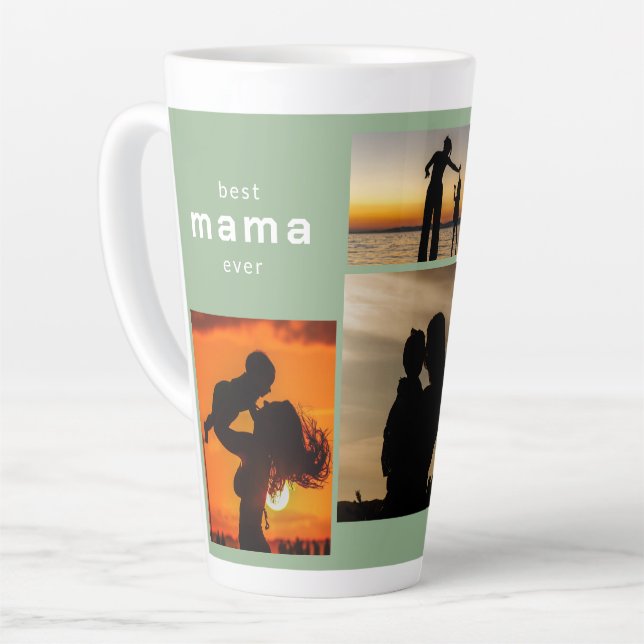 Caneca De Café Latte Best Mama Ever Custom Photo Gift (Ângulo esquerdo)