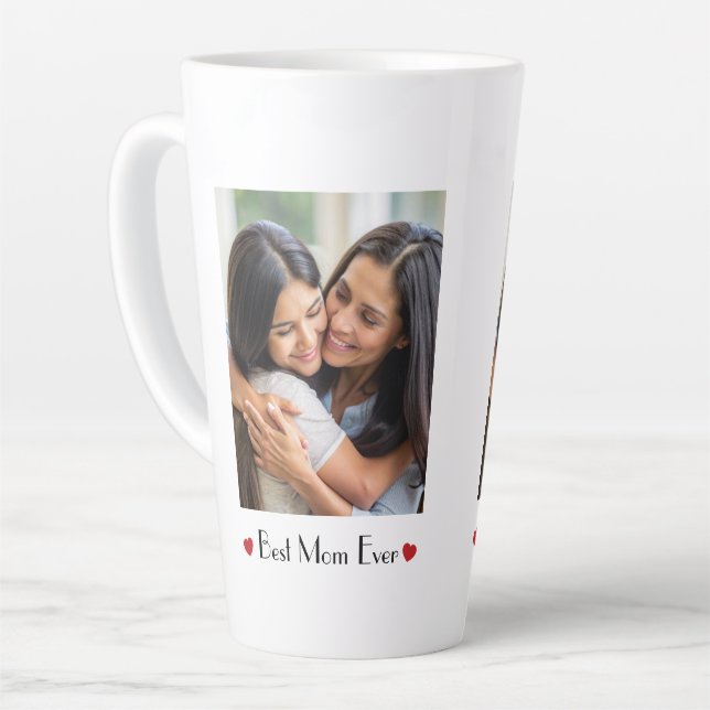 Caneca De Café Latte Best Mom Ever Personalized Mug | Gift For Mom (Ângulo esquerdo)