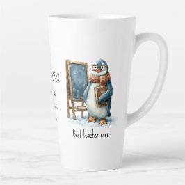 Caneca De Café Latte Best Teacher Ever Winter Penguin Design