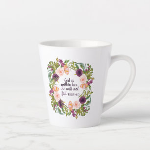 Caneca De Café Latte Bíblia Cristã Floral Rosa Bege Roxo