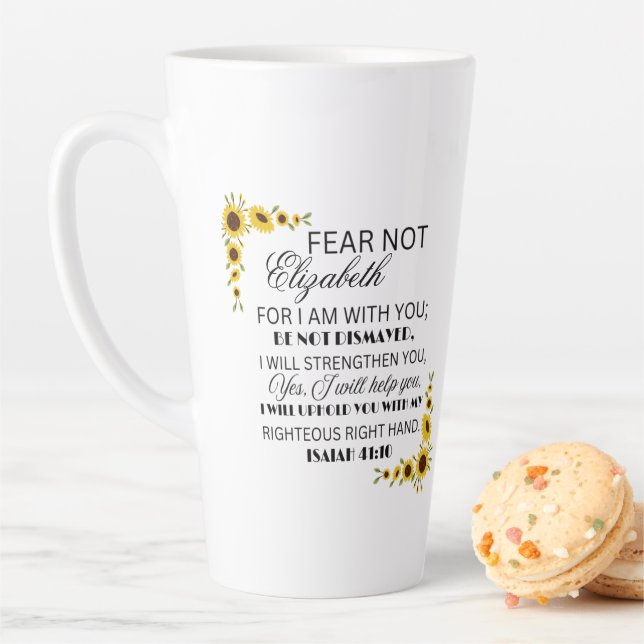 Caneca De Café Latte Bíblia Favorita Verse Isaiah 41:10 Girassol (In Situ)