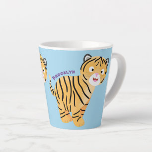 Caneca De Café Latte Bicho de tigre feliz e bonito