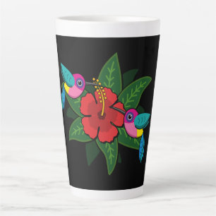 Caneca De Café Latte Bichos-do-mato-bonitos no Hibiscus Flower Cartoon