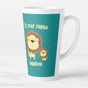 Caneca De Café Latte Bicicleta de leão de animais da selva