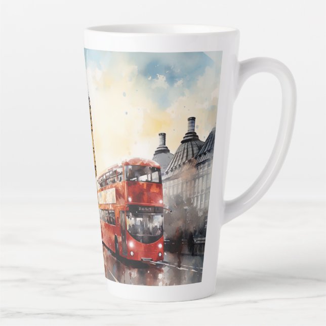 Caneca De Café Latte Big Ben e ônibus vermelho em Londres (Direita)