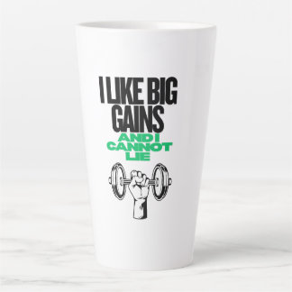 Caneca De Café Latte Big Gains Funny Gym Shirt