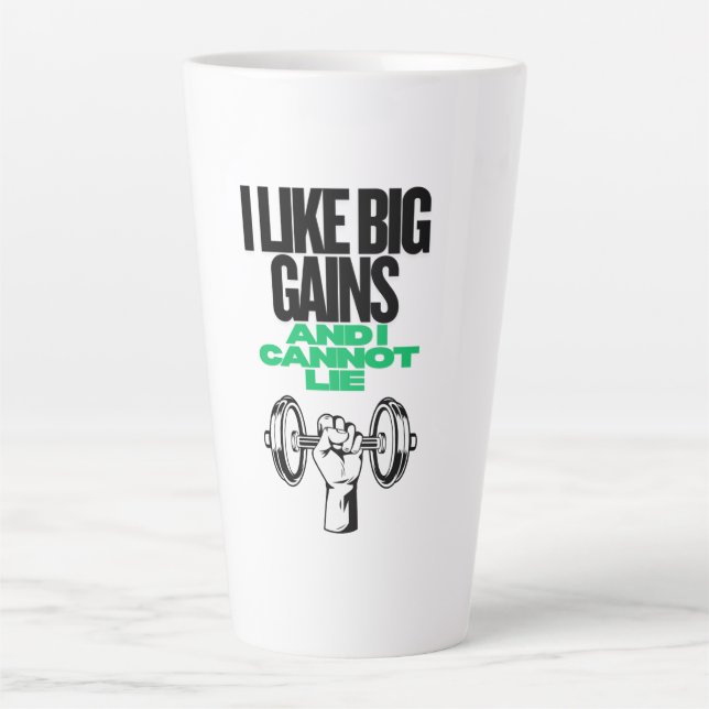 Caneca De Café Latte Big Gains Funny Gym Shirt (Frente)