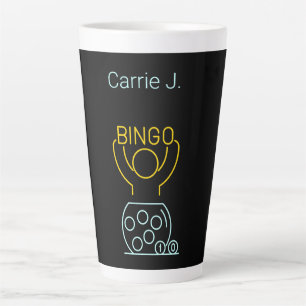 Caneca De Café Latte Bingo Night Neon Line Art Personalizado