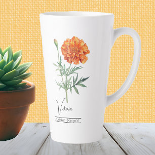 Caneca De Café Latte Birth Month Flower outubro Marigold