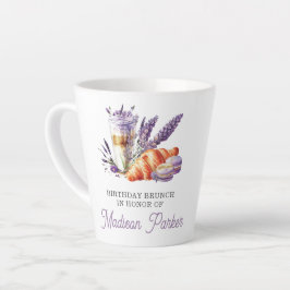 Caneca De Café Latte Birthday Brunch Watercolor Personalizado