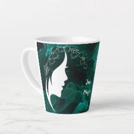 Caneca De Café Latte Birthstone e Flor personalizáveis | maio | Latte M