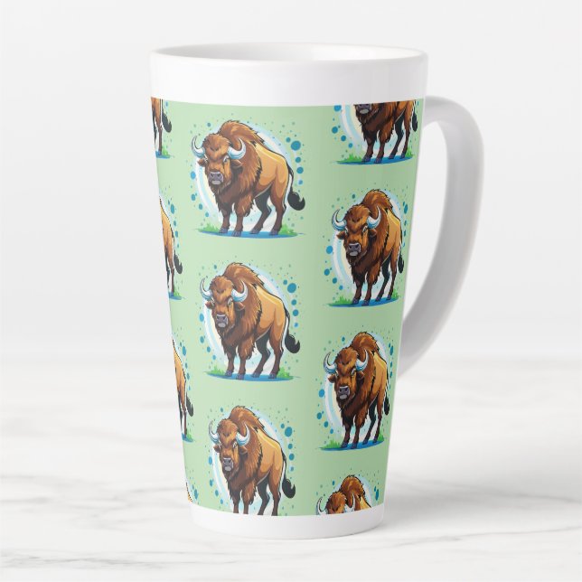 Caneca De Café Latte bisão de chifre grande (Ângulo direito)