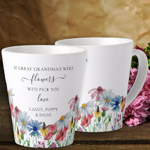 Caneca De Café Latte Bisavó Flores Poema País Flor Silvestre
