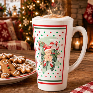 Caneca De Café Latte Biscoito de Natal em Aquarela Fofo