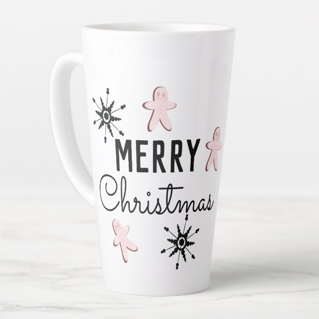 Caneca De Café Latte Biscoito De Natal Gingerbread Feliz Natal (Ângulo esquerdo)
