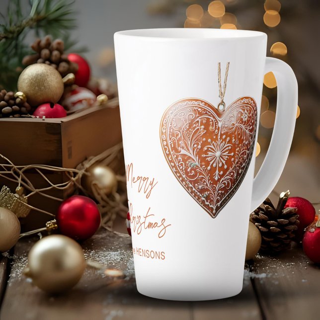 Caneca De Café Latte Biscoito de Natal Rústico Decorado Tradicional (Criador carregado)