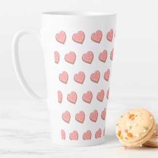 Caneca De Café Latte Biscoitos em forma de coração