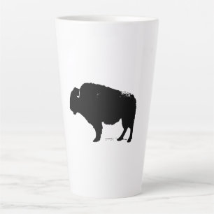 Caneca De Café Latte Bison de Búfalo de Pop Preto e Branco