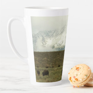 Caneca De Café Latte Bison no Grand Teton National Park Fotografia