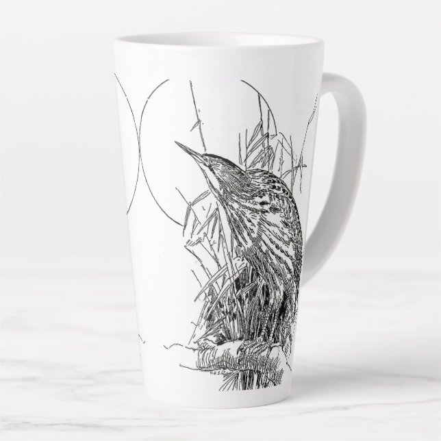 Caneca De Café Latte Bit Heron Birn Birds Animais Selvagem Latte Mug (Ângulo direito)
