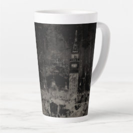 Caneca De Café Latte Black and Taupe Distress Skyline Veneice Itália