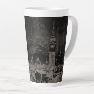 Caneca De Café Latte Black and Taupe Distress Skyline Veneice Itália